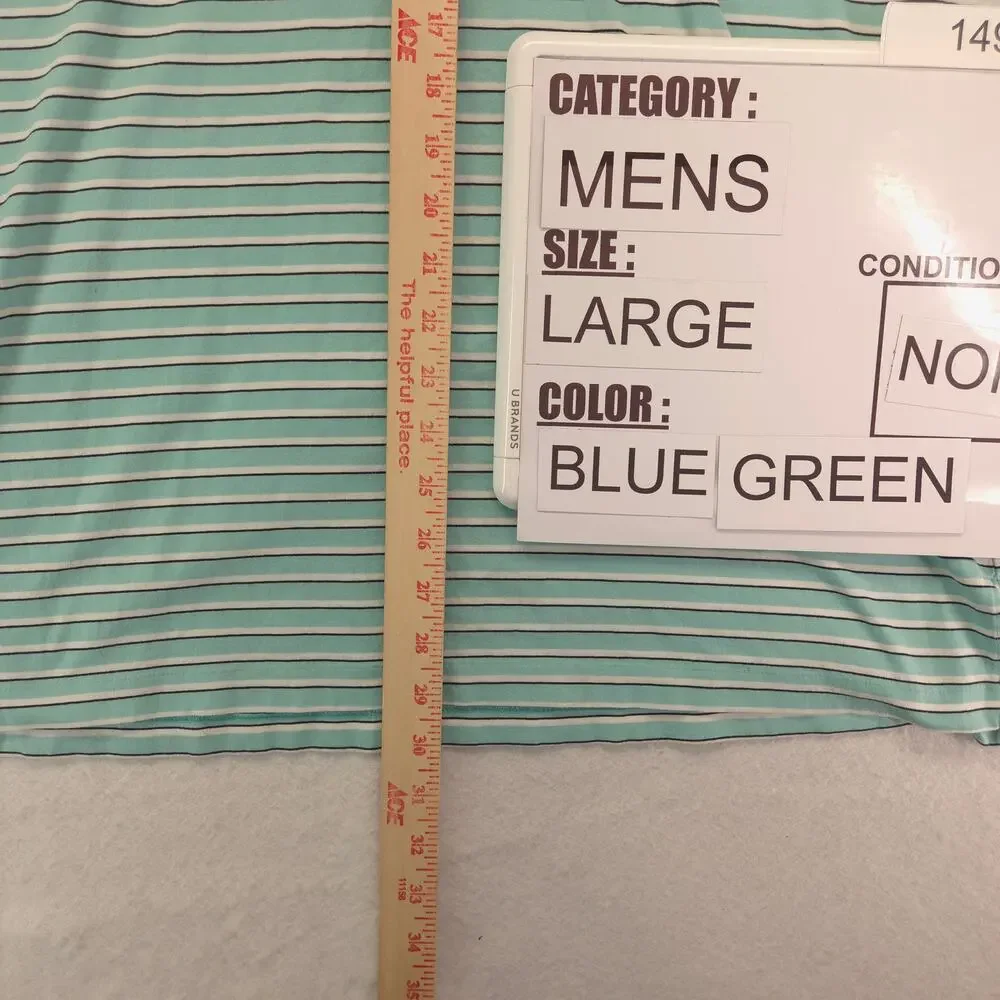 Polo Golf Ralph Lauren Collared Short Sleeve Polo Shirt Mens Size L Green Blue